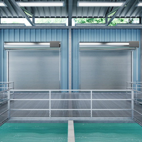 Porta industriale avvolgibile - ESD series - Cornell - in acciaio inossidabile / di sicurezza / antipanico