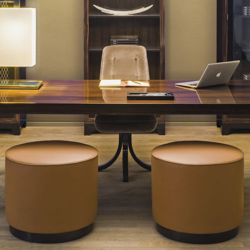 Pouf contemporaneo - MIKY - DOM edizioni - in tessuto / tondo / grigio