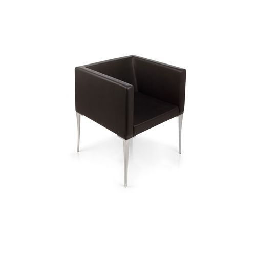 Poltrona visitatore contemporanea - KUBICHAIR - Gamma & Bross - in vinile / imbottita / nera