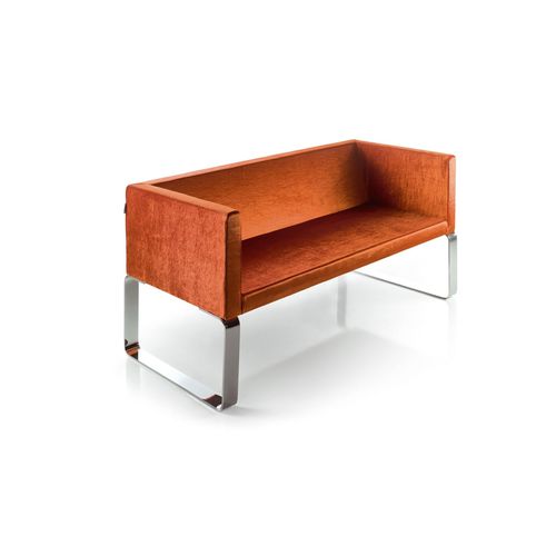Divanetto imbottito contemporaneo - KUBIBENCH 2 - Gamma & Bross - in tessuto / in vinile / con supporto in metallo