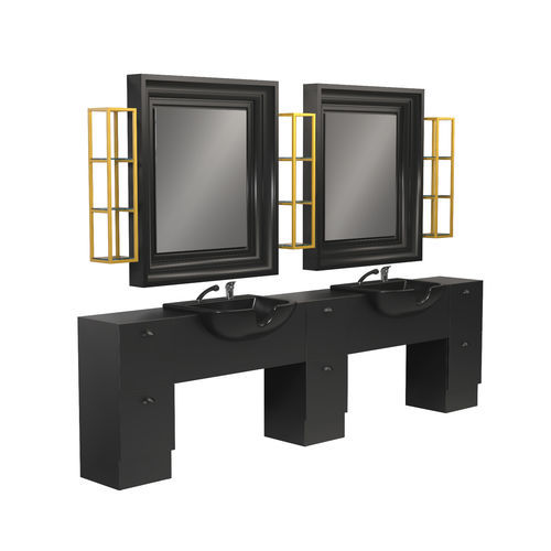 Mobile da toeletta contemporaneo - BACKINBLACK 2P - Gamma & Bross - in laminato / in vetro laccato / in alluminio