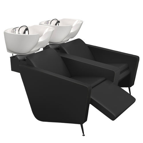 Lavatesta con poggiapiedi - IONIANWASH 2P ELECTRO BLACK - Gamma & Bross - in ecopelle / in ceramica / 2 posti