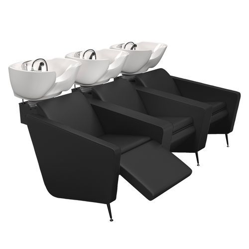 Lavatesta con poggiapiedi - IONIANWASH 3P SHIATSU BLACK - Gamma & Bross - in ecopelle / in ceramica / 3 posti