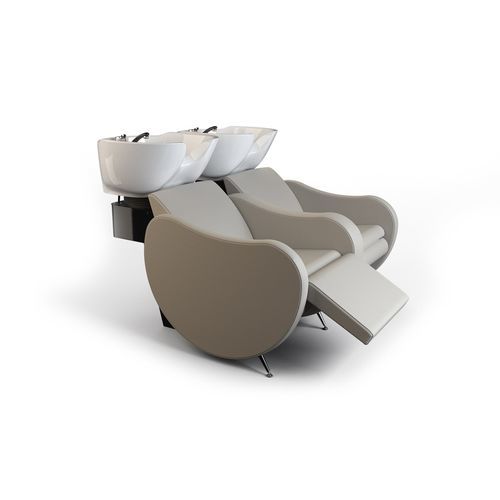 Lavatesta con poggiapiedi - MAMBOWASH 2P BLACK - Gamma & Bross - in ecopelle / in ceramica / 2 posti