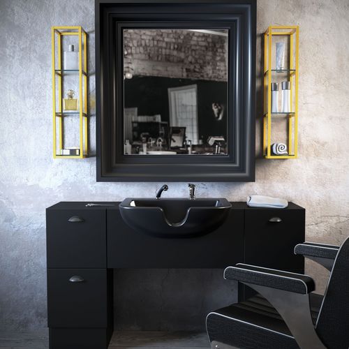 Mobile da toeletta contemporaneo - BACKINBLACK - Gamma & Bross - in laminato / in vetro laccato / in alluminio
