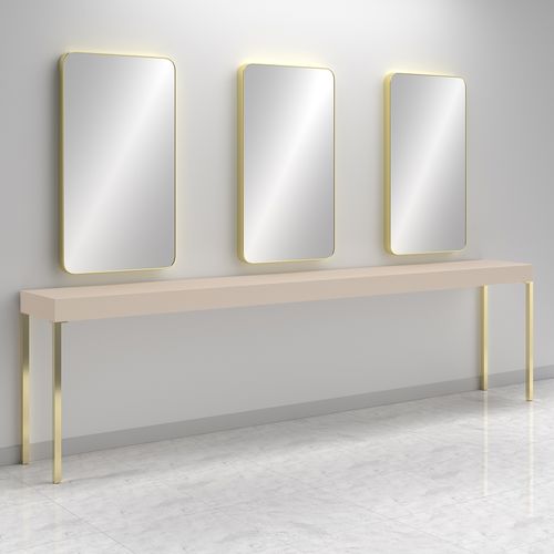 Mobile da toeletta contemporaneo - CONSOLLE CARRÉ 3P GOLD - Gamma & Bross - in laminato / da parete / per parrucchiere