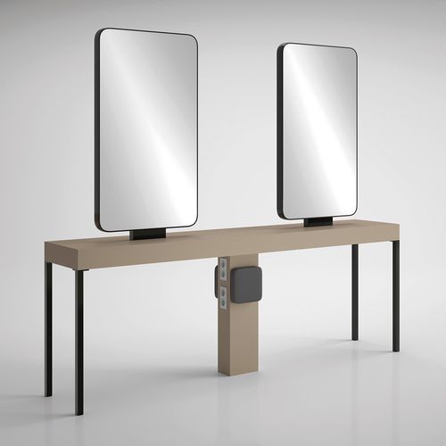 Mobile da toeletta contemporaneo - ILOT CARRÉ 4P BLACK - Gamma & Bross - in laminato / ad isola / per parrucchiere