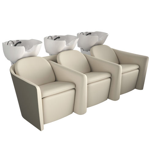 Lavatesta con poggiapiedi - QL Wash 3P E - Gamma & Bross - in ecopelle / in ceramica / 3 posti