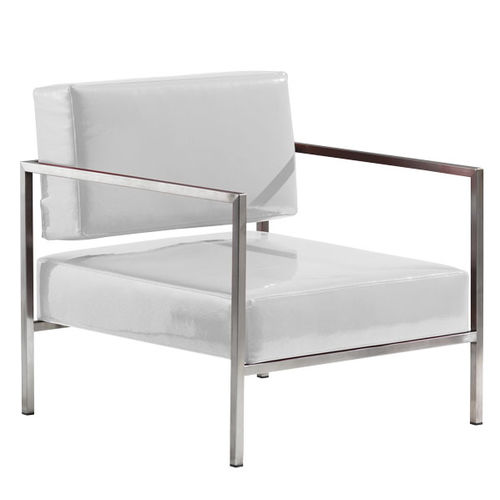 Poltrona contemporanea - VINCENT 85A - FIAPP - in ecopelle / in acciaio inossidabile spazzolato / personalizzabile