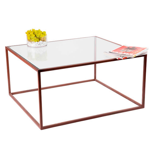 Tavolino basso contemporaneo - PURE T18 - FIAPP - in vetro / con supporto in acciaio inossidabile / quadrato