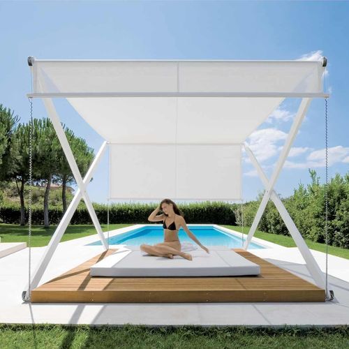 Gazebo in legno composito - XZone - Bsinergy - tetto in tela / con struttura in alluminio / per ristorante