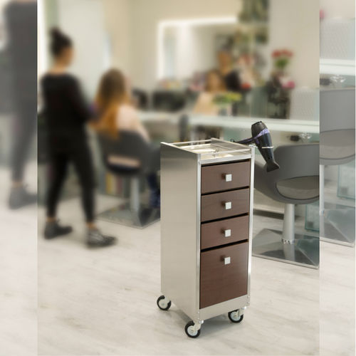 Carrello di servizio - 020 - Artecno Srl - per parrucchiere / in acciaio inossidabile / in legno