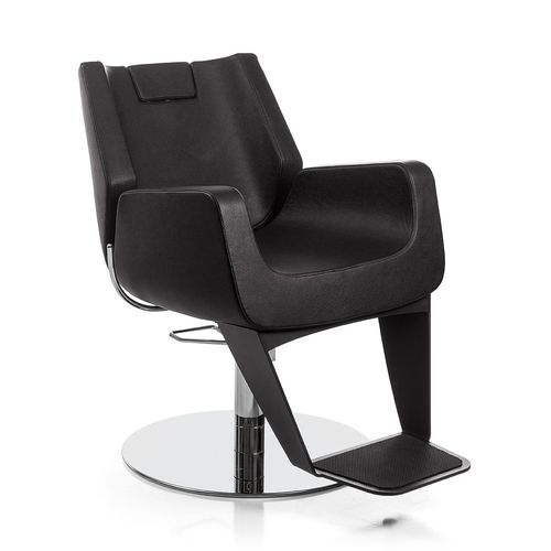 Poltrona da barbiere in ecopelle - BOSS LIGHT - Nelson Mobilier - con poggiapiedi / con base centrale / con pompa idraulica