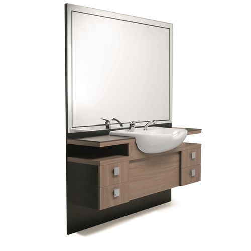 Mobile da toeletta contemporaneo - MENSPACE AVEC CUVETTE - Nelson Mobilier - in laminato / in vetro / da parete