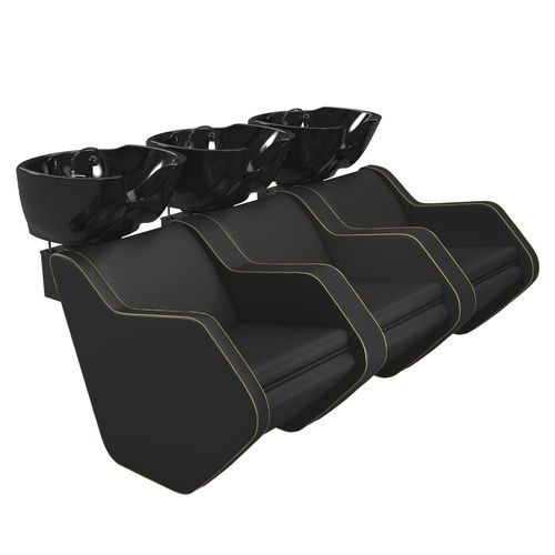 Lavatesta con poggiapiedi - NOVAWASH 3P - Nelson Mobilier - in ecopelle / in ceramica / 3 posti