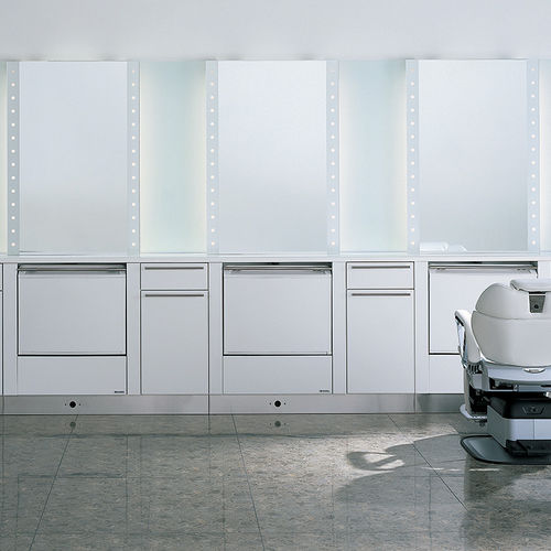Lavabo consolle - SALON  - TAKARA BELMONT - in cromo / con miscelatore / con cassetti integrati