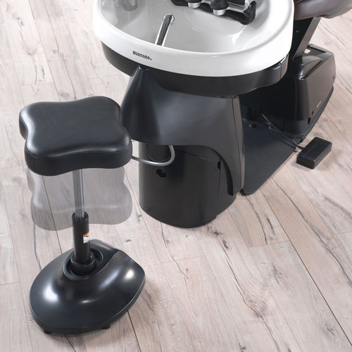 Sgabello da parrucchiere contemporaneo - YUME  - TAKARA BELMONT - in ecopelle / con supporto in plastica / con base centrale