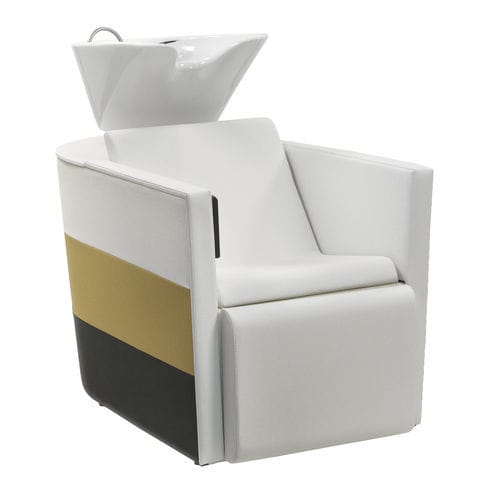 Poltrona da parrucchiere contemporanea - Tub - TAKARA BELMONT - in pelle / imbottita / bianca