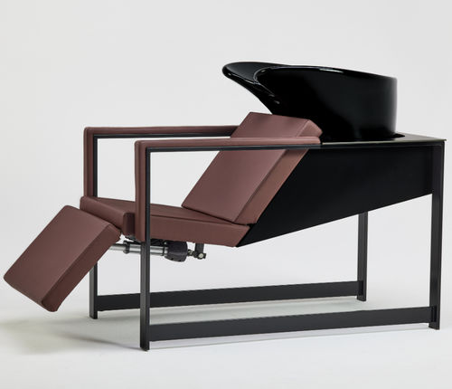 Poltrona da parrucchiere contemporanea - SKYDOOR - TAKARA BELMONT - in pelle / in metallo / imbottita