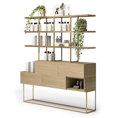 Espositore per prodotti di bellezza - FLORA - VEZZOSI - in acciaio verniciato / in plastica / unilaterale