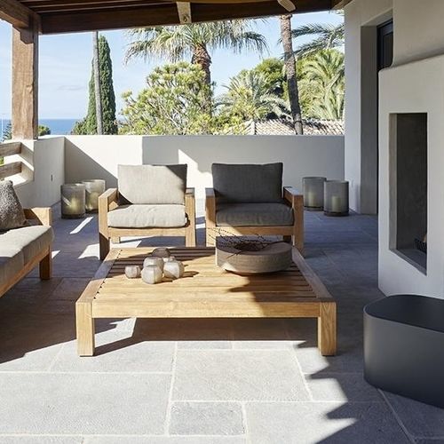 Tavolino basso contemporaneo - ANNET - Piet Boon Collection - in teak / con supporto in teak / rettangolare