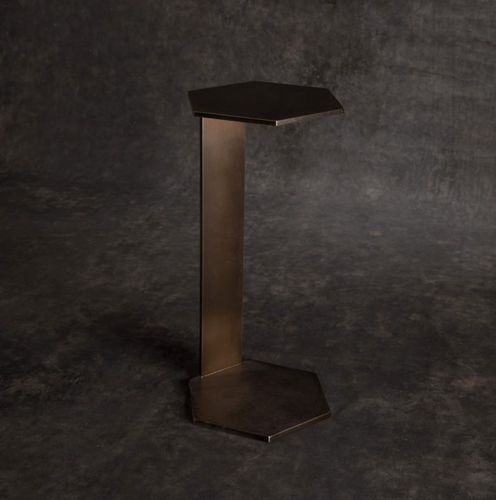 Tavolo d'appoggio contemporaneo - CY Tempo - Cliff Young - in acciaio / con supporto in acciaio / esagonale