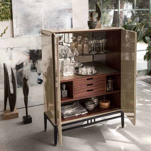 Mobile bar contemporaneo - Ohaku  - Cliff Young - in rovere / in ottone / in nichel