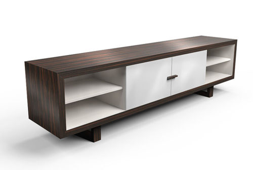 Credenza contemporanea - CY Quattro - Cliff Young - in ebano di macassar / in nichel / in vinile