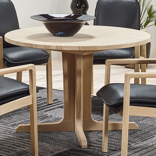 Tavolo da pranzo design scandinavo - 4276EK/0 - dyrlund - in rovere / con supporto in quercia / rotondo