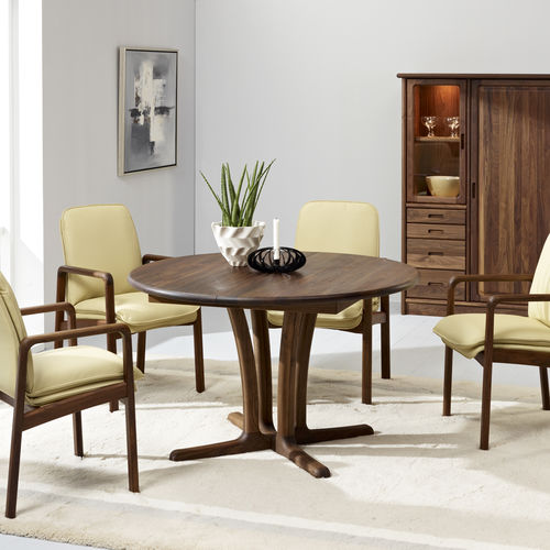 Tavolo da pranzo design scandinavo - 9275G/2 - dyrlund - in noce / con supporto in legno / rotondo
