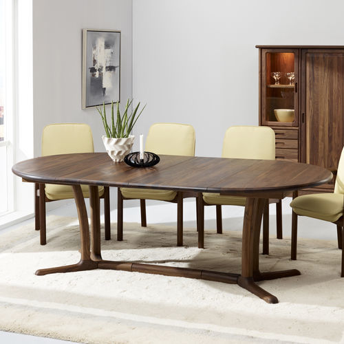 Tavolo da pranzo design scandinavo - 9275G/2 - dyrlund - in noce / con supporto in noce / rotondo