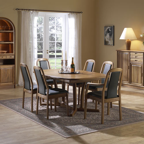 Tavolo da pranzo design scandinavo - 9243B/2  - dyrlund - in teak / con supporto in teak / ovale