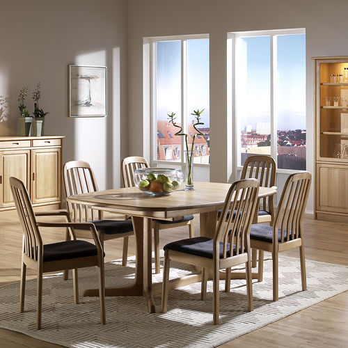 Tavolo da pranzo design scandinavo - 9244B - dyrlund - in rovere / con supporto in quercia / ovale