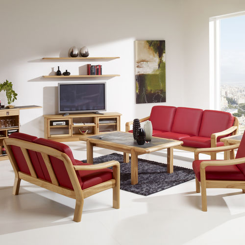 Divano design scandinavo - 1240A series - dyrlund - in tessuto / in pelle / con braccioli
