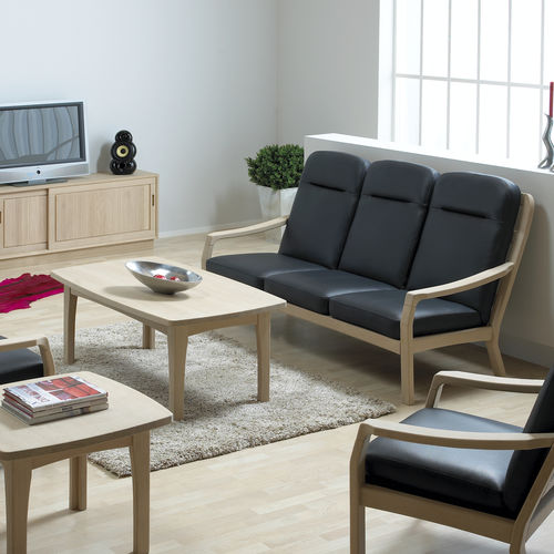 Divano design scandinavo - 1260HK series - dyrlund - in pelle / con braccioli / con cuscino rimovibile