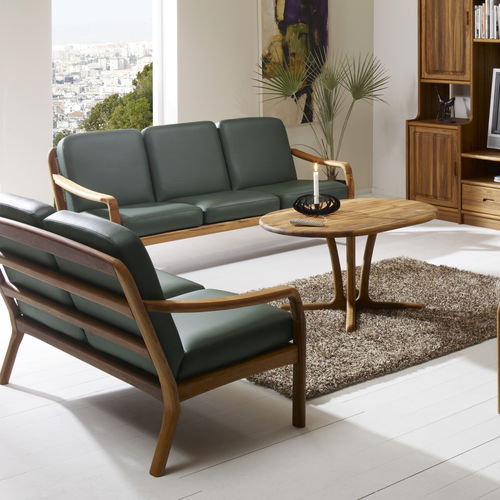 Divano design scandinavo - 1260 series - dyrlund - in pelle / con braccioli / con cuscino rimovibile