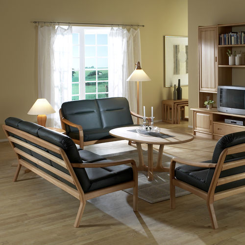 Divano design scandinavo - 1250  - dyrlund - in faggio / in pelle / colore personalizzabile
