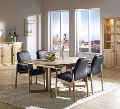Tavolo da pranzo design scandinavo - 9244B/2 - dyrlund - in rovere / con supporto in quercia / rettangolare