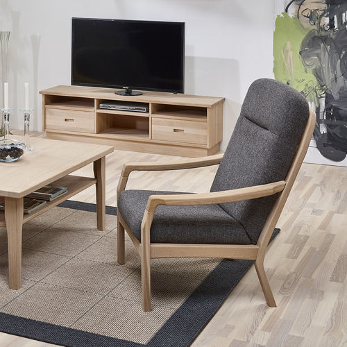 Poltrona in stile scandinavo - 1260H - dyrlund - in tessuto / in pelle / in rovere