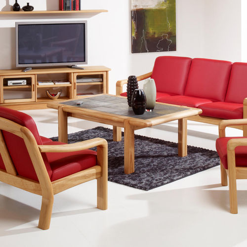 Tavolino basso design scandinavo - 1511A - dyrlund - in ardesia / con supporto in faggio / rettangolare