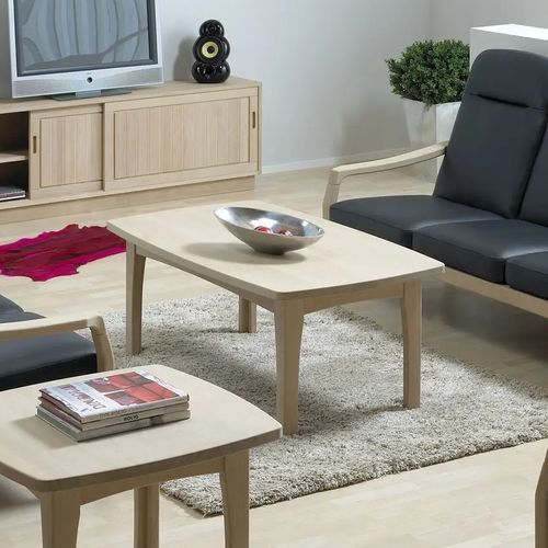 Tavolino basso design scandinavo - 9258K - dyrlund - in rovere / con supporto in quercia / rettangolare