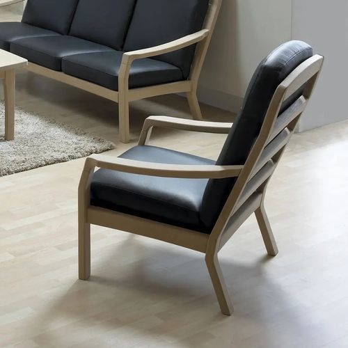 Poltrona design scandinavo - 1260HK - dyrlund - in pelle / in rovere / con cuscino rimovibile