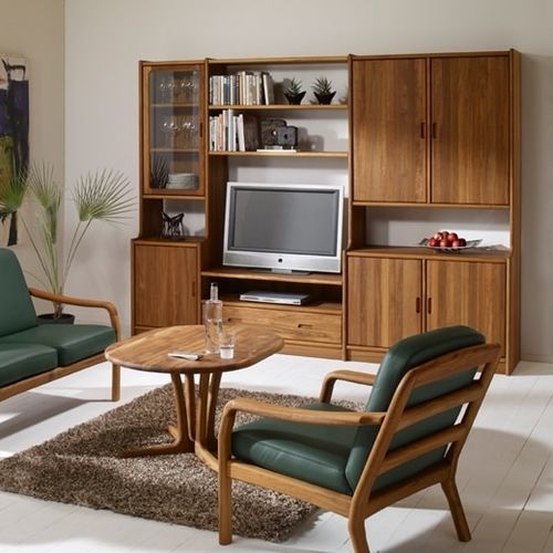 Parete attrezzata TV design scandinavo - VK - dyrlund - in teak / con ripiani / con vano contenitore