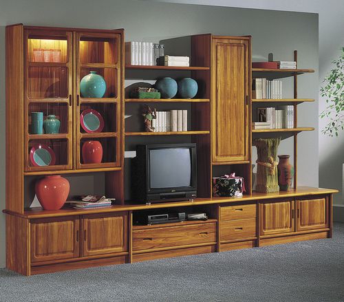 Parete attrezzata TV design scandinavo - K12 - dyrlund - in teak / con ripiani / con vano contenitore