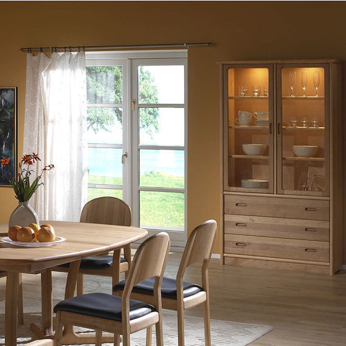 Credenza con alzata design scandinavo - 1184M - dyrlund - con finitura ontano / in vetro
