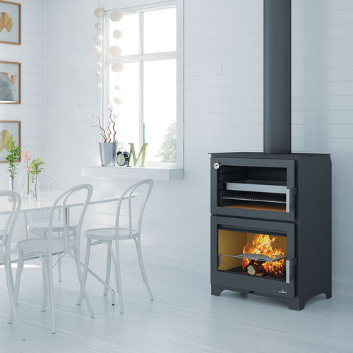 Stufa a legna - MURANO - Bronpi - 14 kW / a pavimento / contemporanea