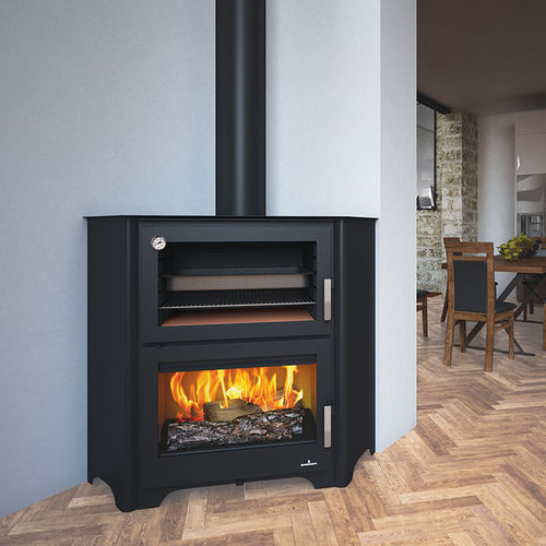 Stufa a legna - MURANO-R - Bronpi - 14 kW / a pavimento / ad angolo