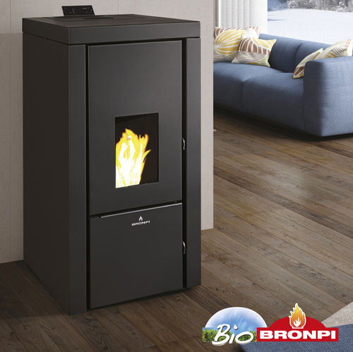 Termostufa a pellet - CARLOTA-NE - Bronpi - 20 kW...50 kW / a pavimento / contemporanea
