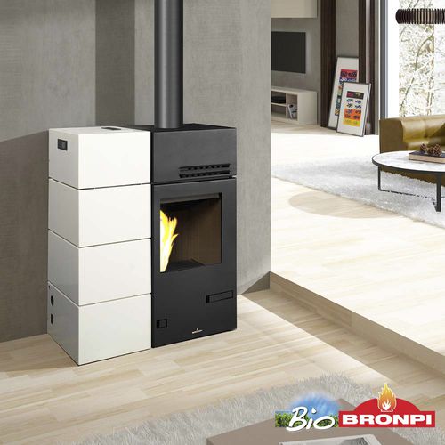 Stufa a legna - CAROL-MIXTA - Bronpi - a pellet / 11 kW / multicombustibile
