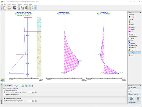 Software di progettazione - SHEETING - FINE - di calcolo per muri di sostegno / di analisi / per struttura in acciaio